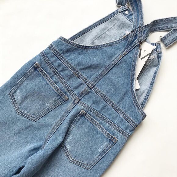 Zara NWT denim distressed overalls 7Y - Picture 6 of 6